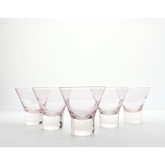 1960s Vintage Mid-century 5 Pink Stemless Martini Cocktail Glasses 3 1/4” 6oz Excellent condition. No chips, cracks, or...