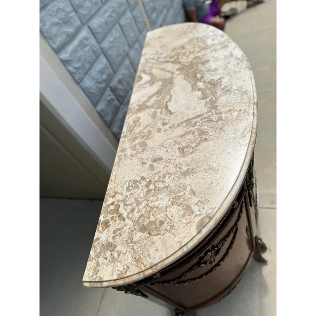 Brown 1960s Louis XV-Style Marble-Top Sideboard With Ormolu Mounts For Sale - Image 8 of 18