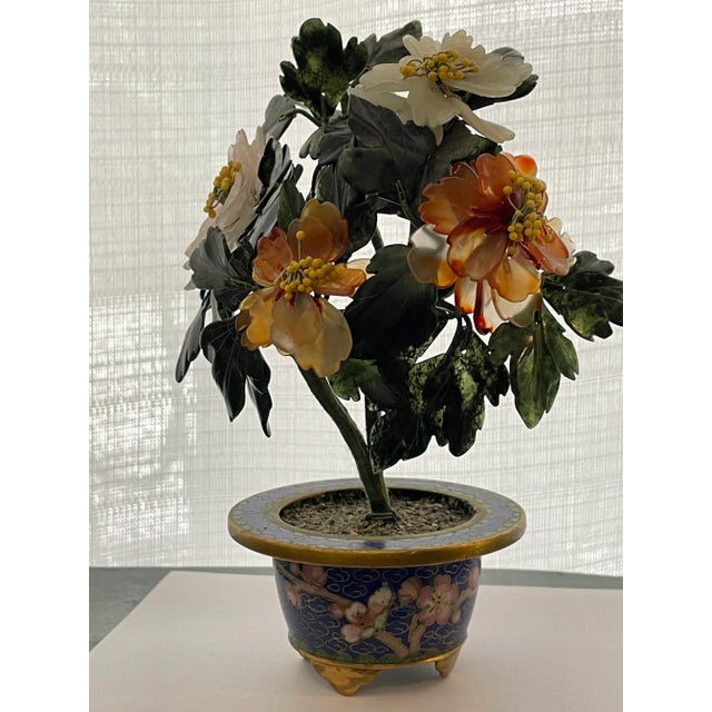 Stone Vintage Miniature Chines Hard Stone Jade Tree For Sale - Image 7 of 12