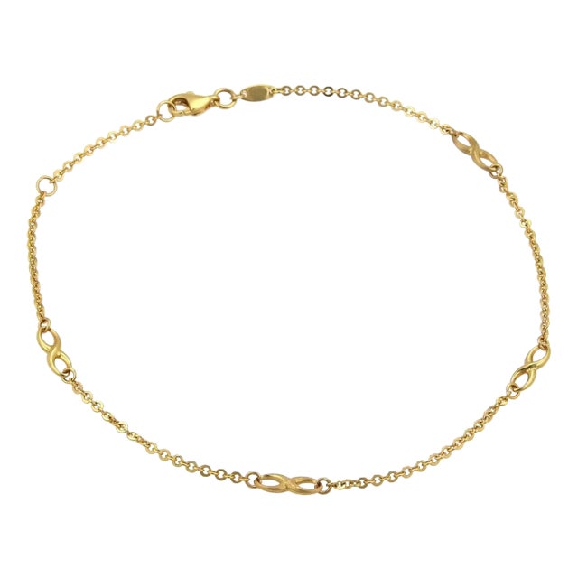 Infinity Design 21k Gold Chain Anklet 10" Long For Sale