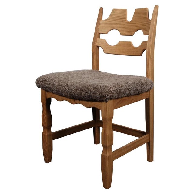 Brown Razoblade Dining Chair in Oak attributed to Henning Kjærnulf, Denmark, 2023 For Sale - Image 8 of 8