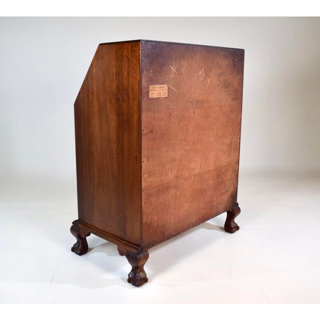 Chippendale Mahogany Secretary Slant Top Desk, 1920's For Sale - Image 11 of 16