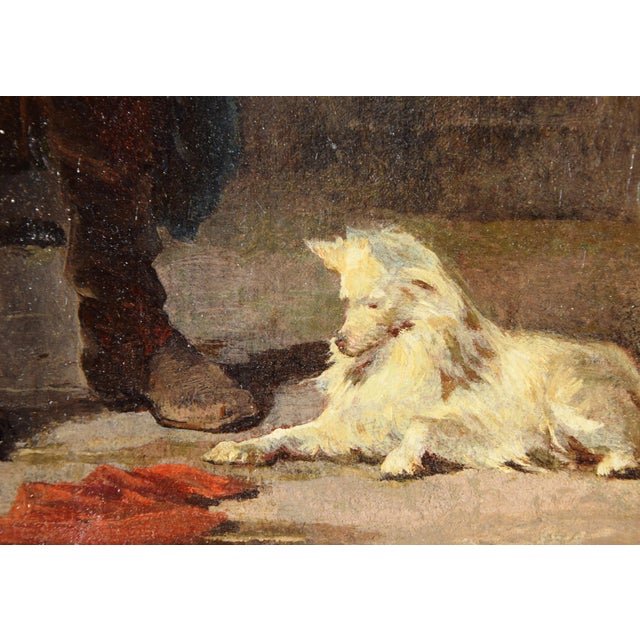 Benjamin Vautier, Genre Scene with Man and Dog, 1800s, Oil Painting on Canvas, Framed For Sale - Image 10 of 12