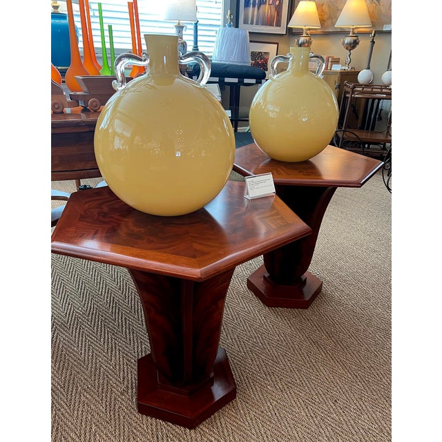 Massive Pair of Murano Hand-Blown Art Glass Double-Handled Urns For Sale - Image 10 of 10