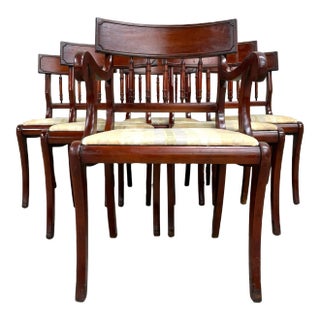Vintage Duncan Phyfe Regency Empire Style Klismos Dining Chairs - Set of 6 For Sale