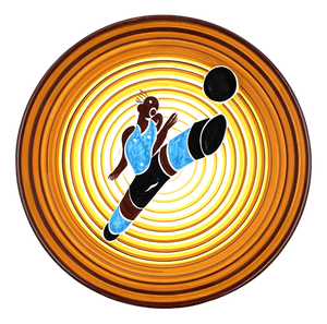 Futurist Soccer Player Plate by Dante Baldelli for Fictilia, Faenza, Italy, 1971