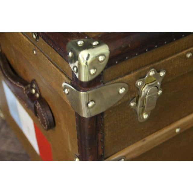 Brown Vintage Trunk in Brown Canvas from Goyard, 1920s For Sale - Image 8 of 18