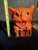 Vintage Molded Papier-Mâché Halloween Orange Cat Candy Container / Lantern For Sale - Image 11 of 11