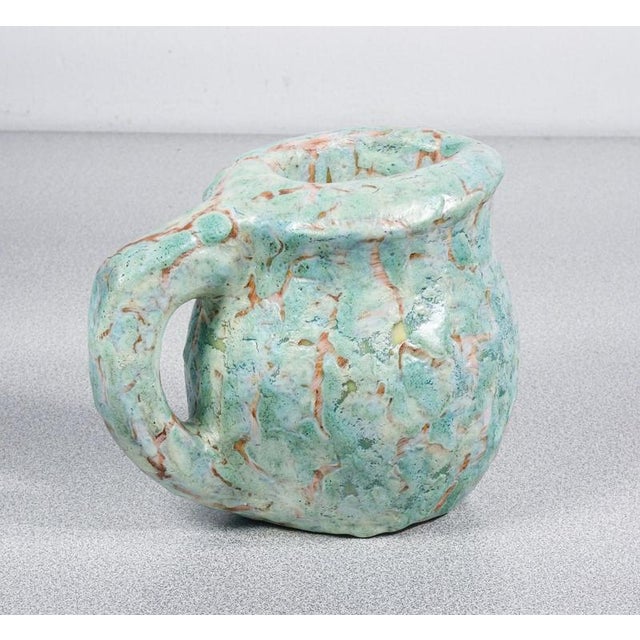 Turquoise Glazed Ceramic Jug from Lenci, 1940s For Sale - Image 8 of 12