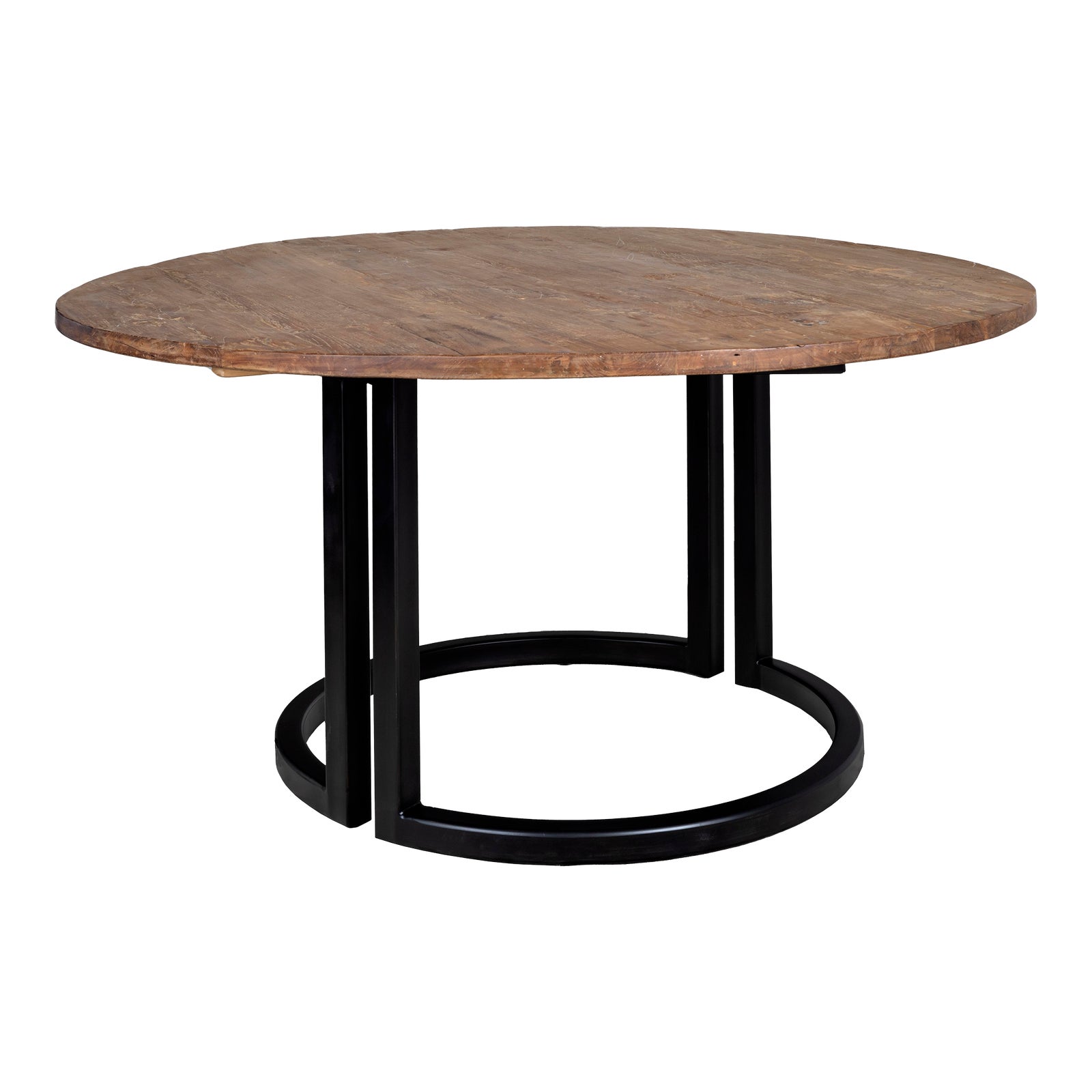 Reclaimed Elm Wood Table Top With Metal Base Chairish