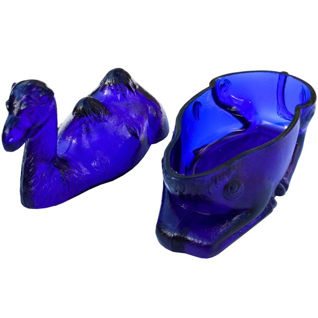 Vintage Cobalt Blue Glass Camel Candy Dish For Sale - Image 4 of 5