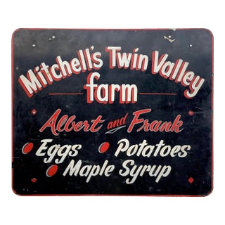 Vintage Metal Hand Painted Mitchell's Farm Stand Sign For Sale