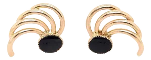14 Karat Yellow Gold Free Style Onyx Earrings- Set of 2