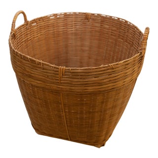 1980s Country Reclaimed Woven Basket For Sale