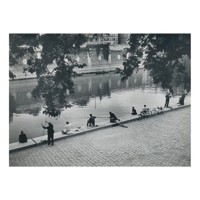 Erich Andres, Fishermen by the Seine, Paris, France, 1950s, Black & White Photograph For Sale