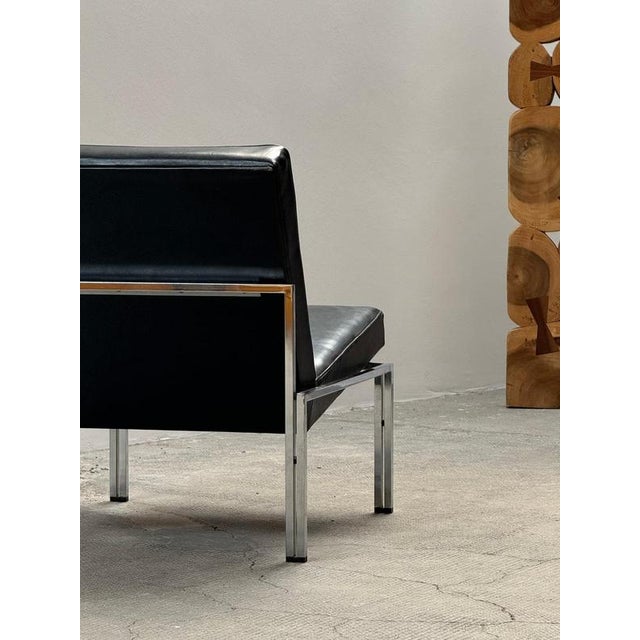 Metal Set of Bauhaus Armchairs in Black Leather and Chromed Tubular Steel, 1960s For Sale - Image 7 of 13
