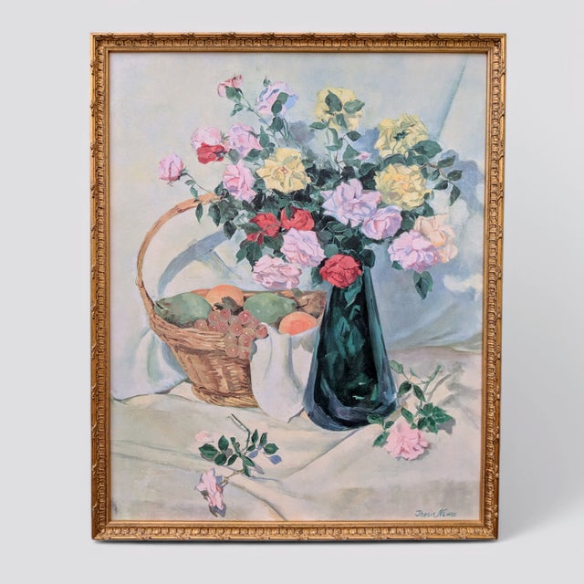 Vintage Still Life Botanical Gesso Print Signed by the Artist, Thesis Newer Thesis Newer is a Mid Century Artist based out...