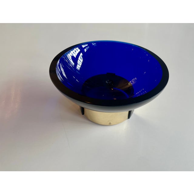 Blue Skultuna Bowl in Cobalt Blue Mouth-Blown Glass and Brass by Michael Kurpatov, 1960s For Sale - Image 8 of 8