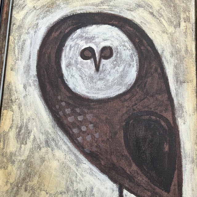 Contemporary original ‘Modernist Owl’ painting by Stephen Heigh. Signed and framed. Measures 11x14 and 14.5x17.5 framed....