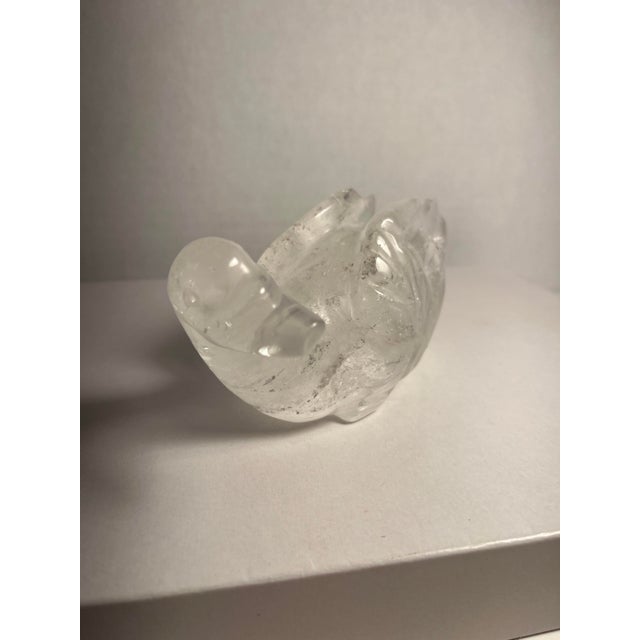 1980s Vintage Natural Clear Crystal Quartz Hand Carved Duck Figurine For Sale - Image 5 of 7