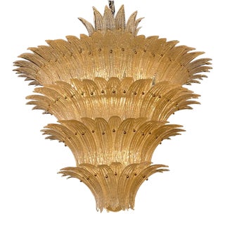 Gold Murano Glass Waterfall Chandelier For Sale