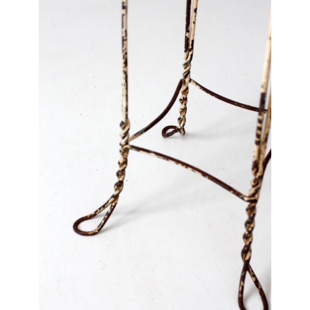 Vintage Twisted Iron Garden Stool With Wood Top For Sale - Image 12 of 14