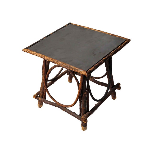 Boho Chic Twig Tables With Metal Tops - A Pair For Sale - Image 3 of 9