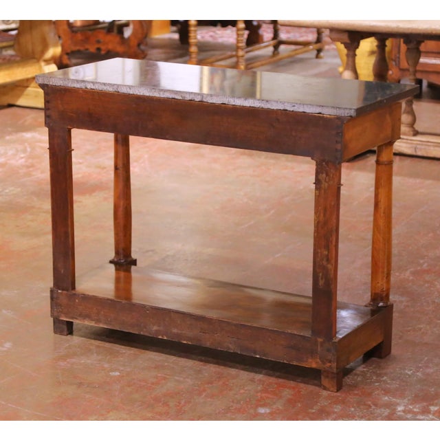 19th Century French Empire Carved Walnut Console Table With Black Marble Top For Sale - Image 12 of 14