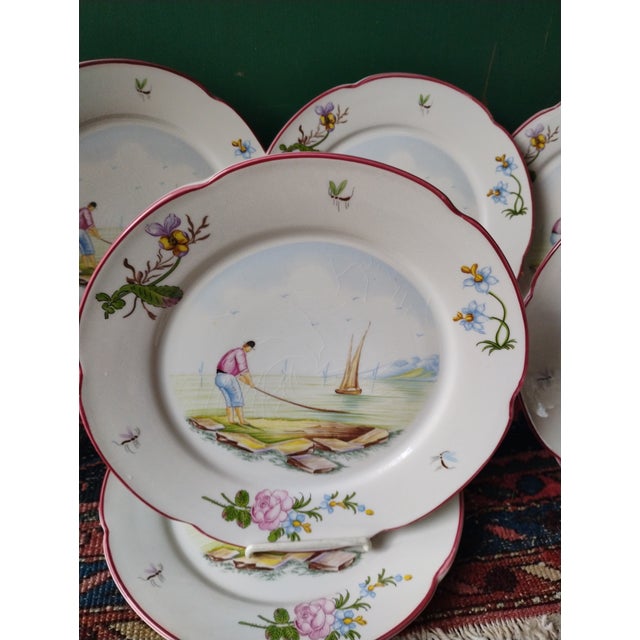 French Country 1980s Hand Painted c.e. Corey Portugal Dinner Plates - Set of 12 For Sale - Image 3 of 11
