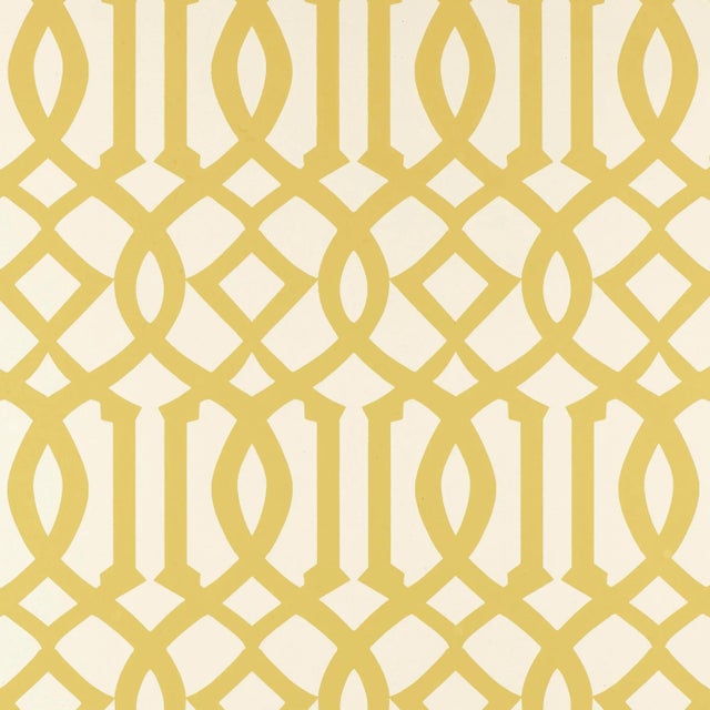 Schumacher Imperial Trellis Wallpaper in Citrine For Sale
