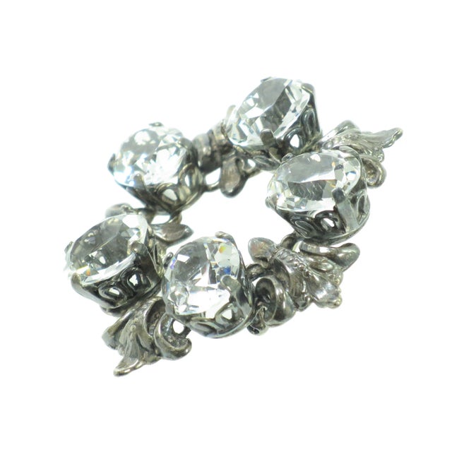 Vintage Designer Cini Sterling Rock Crystal Brooch 1950s For Sale - Image 4 of 8