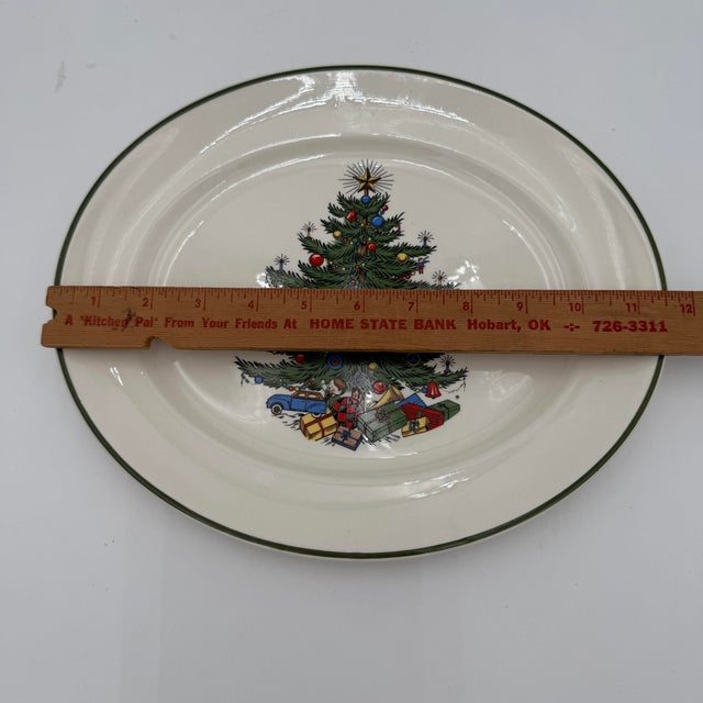 Vintage Christmas Tree by Cuthbertson Dinner Plates and Platter - 6 pcs For Sale - Image 12 of 12