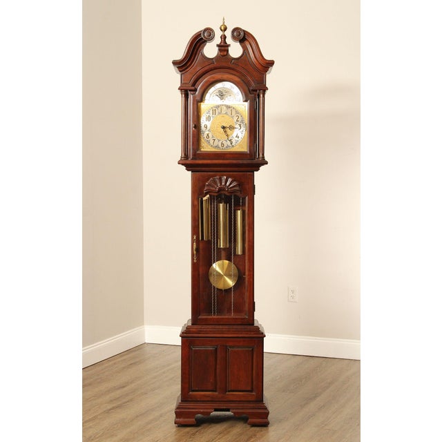 High Quality Vintage Cherry Wood, Mahogany Finish, Tall Case Clock with Nautical Moon Dial, Brass Weights and Pendulum...