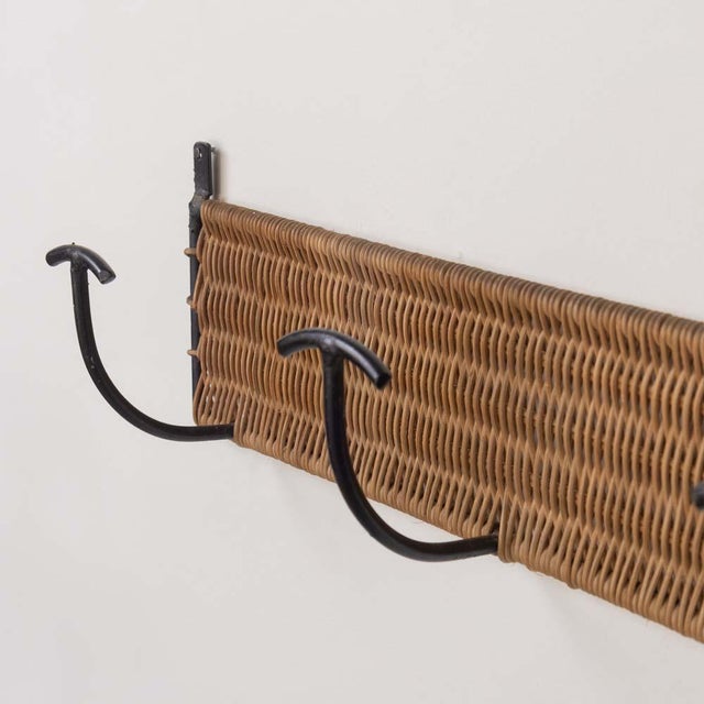1950s French Wicker and Iron Wall Hook For Sale In Los Angeles - Image 6 of 9
