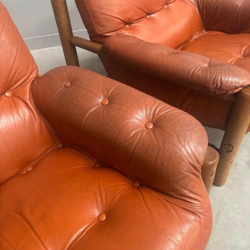 Brutalist Leather Lounge Chairs, 1960s, Set of 2 For Sale - Image 14 of 18