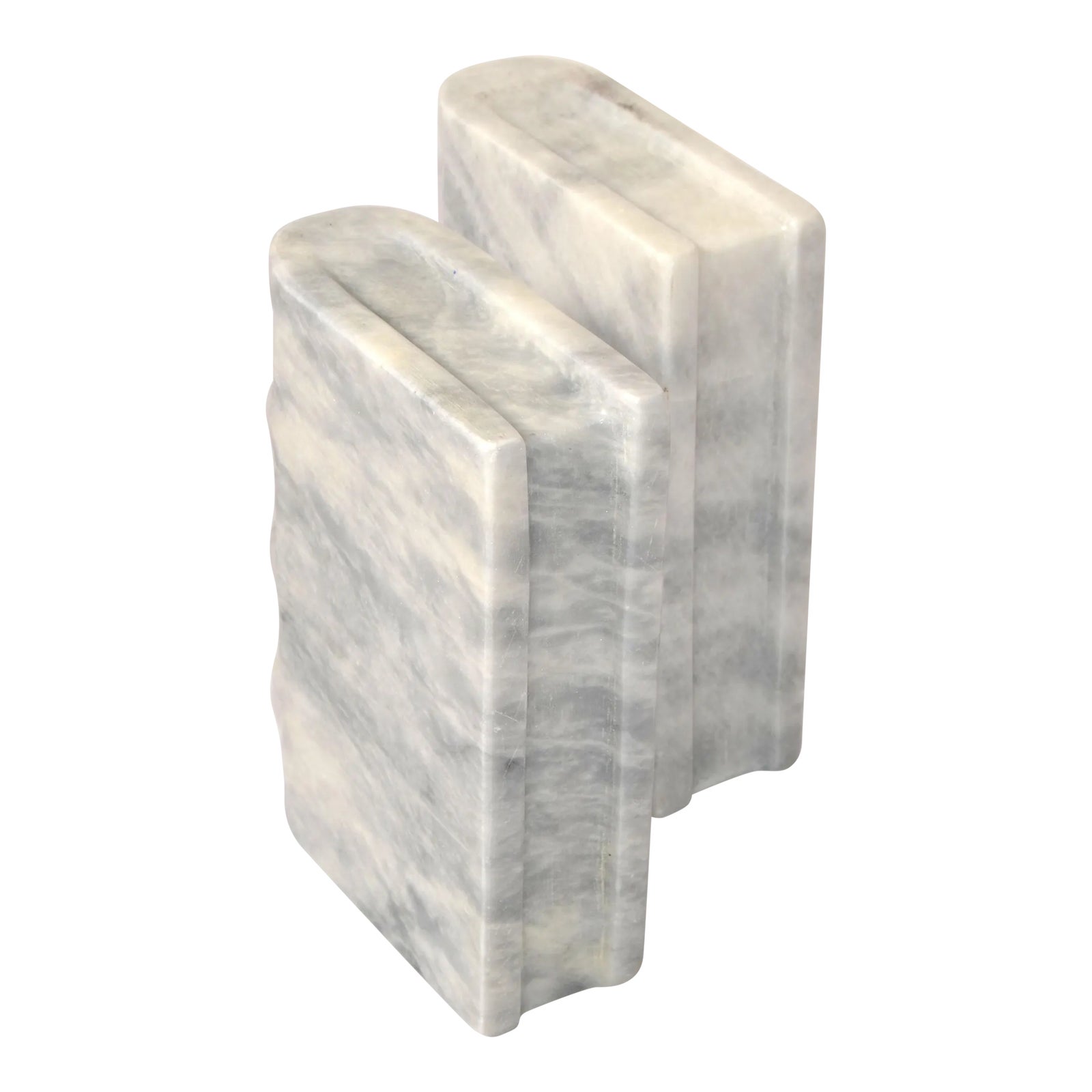 Set of 2 Italian Mid-Century Modern Alabaster Gray Book Shaped Bookends ...