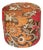 Vintage Moroccan Round Pouf Ottoman in 1970s Psychedelic Floral Velvet For Sale