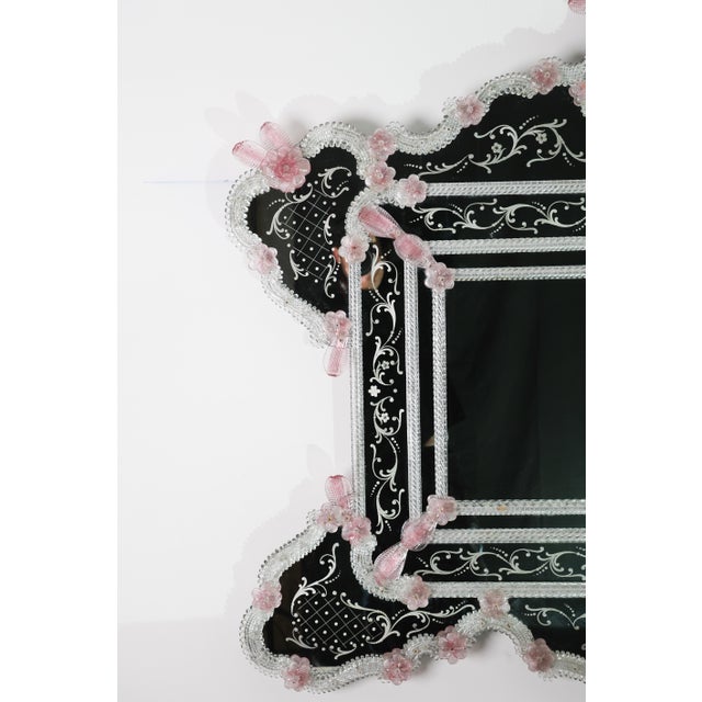 1950s Exceptional Extra Large Size Vintage Pink Murano Glass Wall Mirror, 1950s For Sale - Image 5 of 14