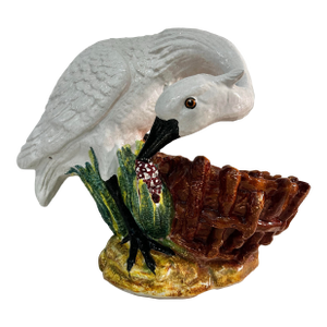 Mid 20th Century Large Majolica Swan Planter or Cache Pot in the Barbotine Style
