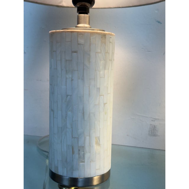 Cream Contemporary Mosaic Table Lamps, Pair For Sale - Image 8 of 12