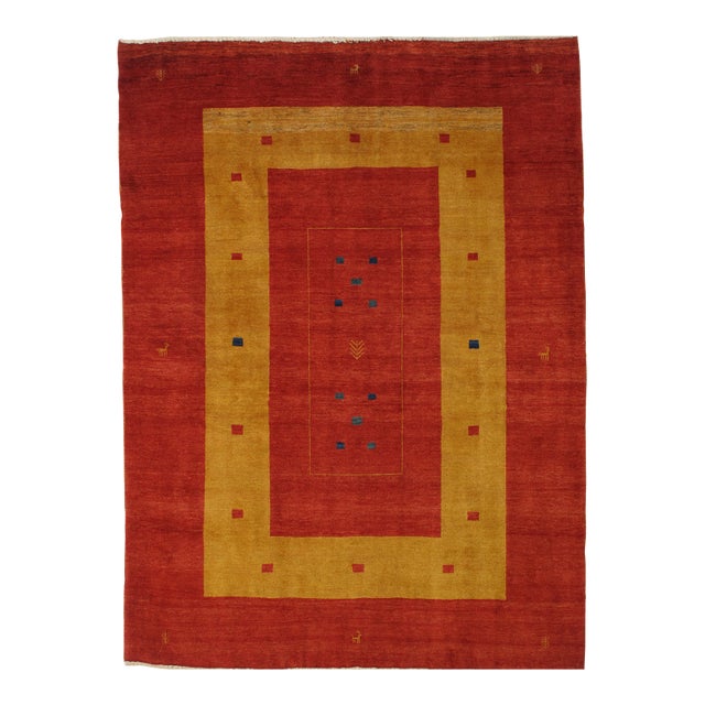 Vintage Hand-Knotted Persian Gabbeh Rug 5'9" X 7'10" For Sale