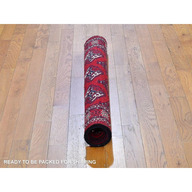 Gothic Vintage Turkoman Bokara Red Wool Hand Knotted Rug For Sale - Image 3 of 8