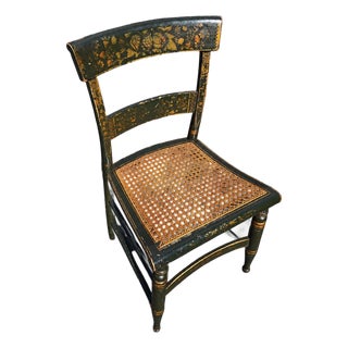 Antique Walter Smith Hitchcock-Style Gilt Stenciled Cane Side Chair, Circa 1900 For Sale