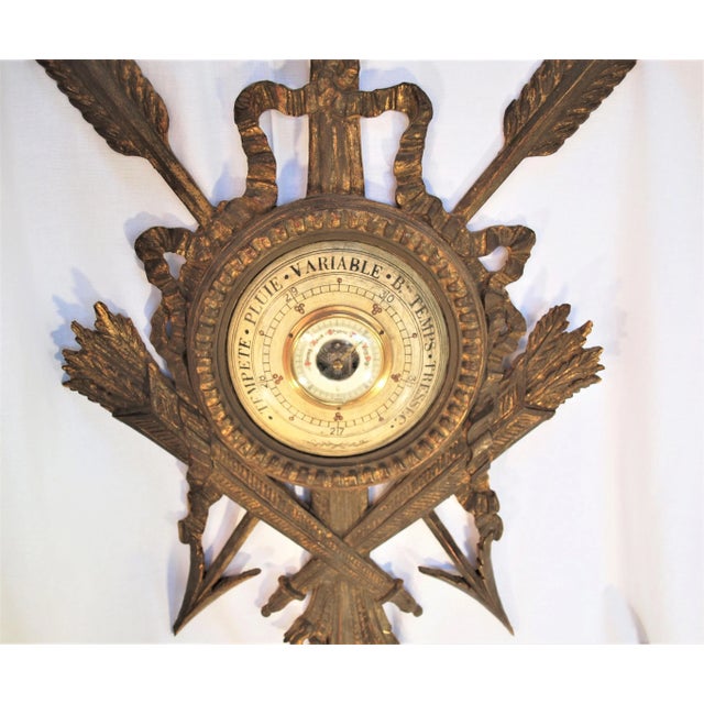 Antique Late 19th Century French Barometer Gold Gilded Wood Frame For Sale - Image 4 of 9