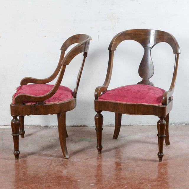 Brown Red Fabric Armchairs, Set of 2 For Sale - Image 8 of 18