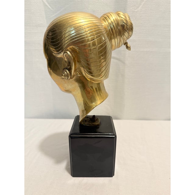 Mid-Century Modern Mid-Century Polished Bronze Bust "Head of a Young Woman" - Nguyen Thanh Le Design (Siam Bronze Edition) For Sale - Image 3 of 11