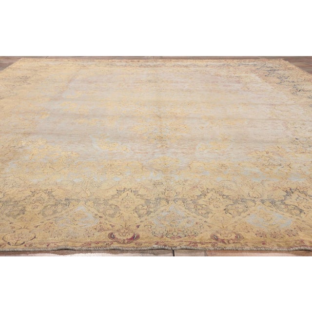 Tan Mid 20th Century French Industrial Vintage Turkish Rug - 09'07 X 13'04 For Sale - Image 8 of 9