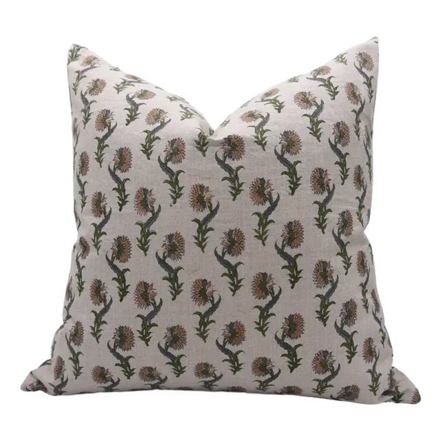 Fabdivine Bohemian Block Print Cushion Cover 26x26 Inch Thick Linen-Dafodil For Sale