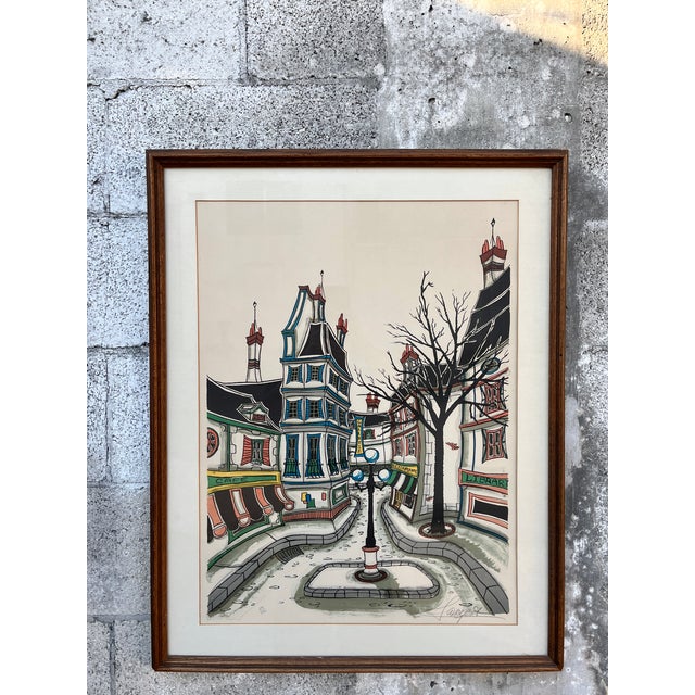 "City Street" Lithography, Framed, Pencil Signed by the Artist. Circa 1970s For Sale - Image 18 of 18