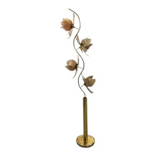 1970s Vintage Italian Glass Lotus Flower Floor Lamp For Sale